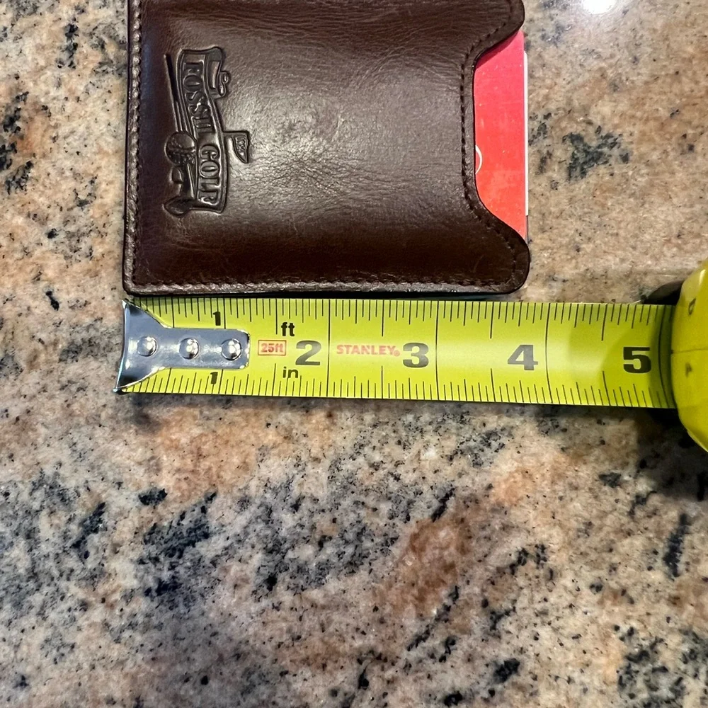 Vintage Fossil Brown Leather Money Clip Card Sleeve